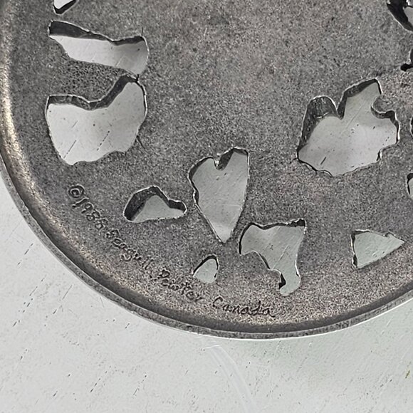 Vintage Seagull Pewter Roses Flowers Potpourri Holder LID ONLY 1988 Canada - Picture 3 of 6